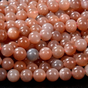 8MM Genuine Sunstone Pedra Preciosa Grau AAA Contas Soltas Redondas (D155)