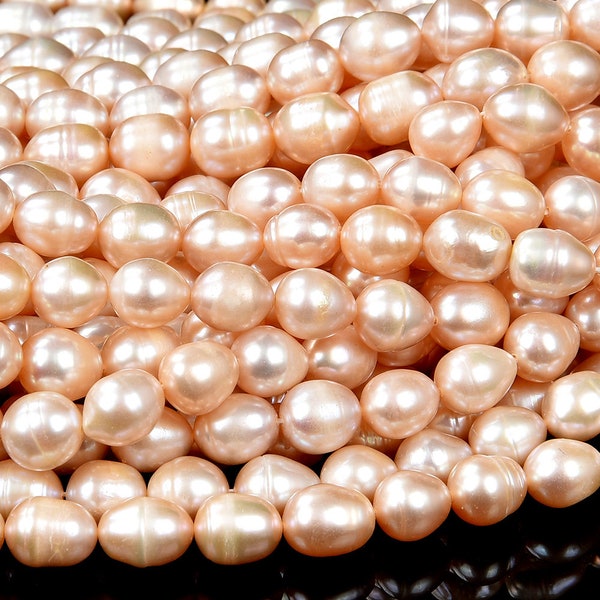 Natural Freshwater Peach Pearl Gemstone Rice 5-7MM 5-8MM 9-11MM Loose Beads (S31)