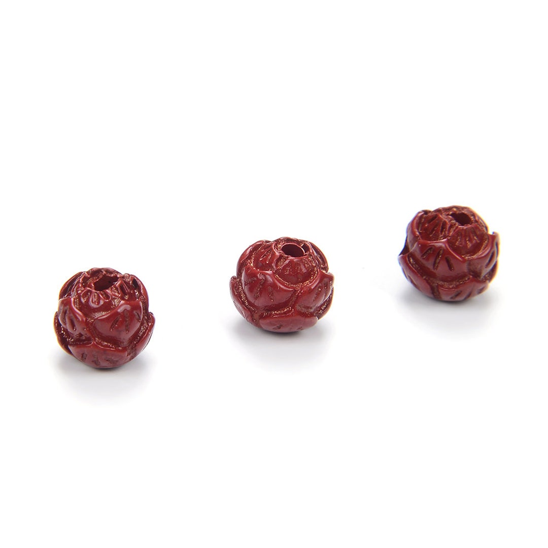 辰砂宝石彫刻蓮の花 6 MM 5 ビーズ (80018688-S24) - Etsy 日本