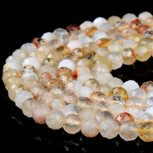Natural Citrine Gemstone Grade A Micro Faceted Round 4MM 6MM Loose Beads (P96)