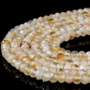 Natural Citrine Gemstone Grade A Micro Faceted Rondelle 4X3MM Loose Beads (P91)