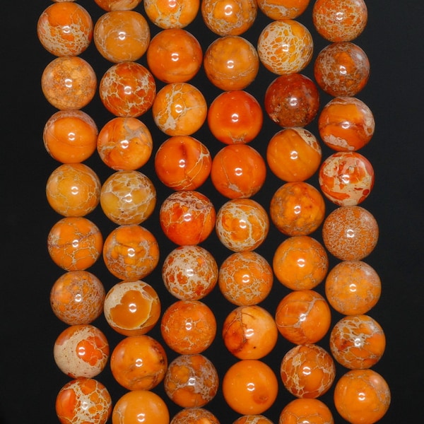 10mm Sea Sediment Imperial Jasper Orange Gemstone Grade AA Round 10mm Loose Beads 15.5 inch Full Strand (90184468-400)