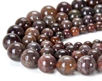 Naturalny czerwony kwarc rutylowy z miedzią klasy AA, okrągły, 5 mm, 6 mm, 7 mm, 8 mm, 9 mm, 10 mm, 11 mm, 12 mm, luźne koraliki (D553, D554)
