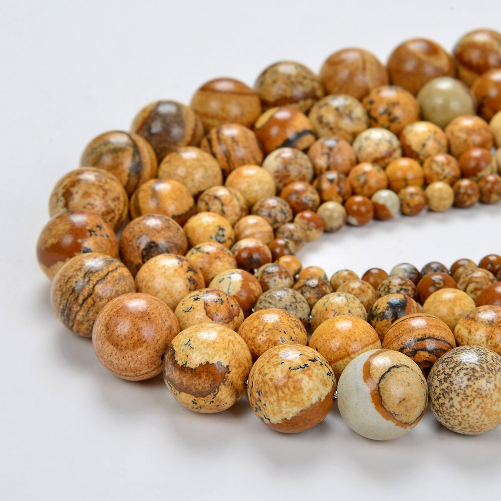 8mm Vast Desert Brown Picture Jasper Gemstone Round 8mm Loose