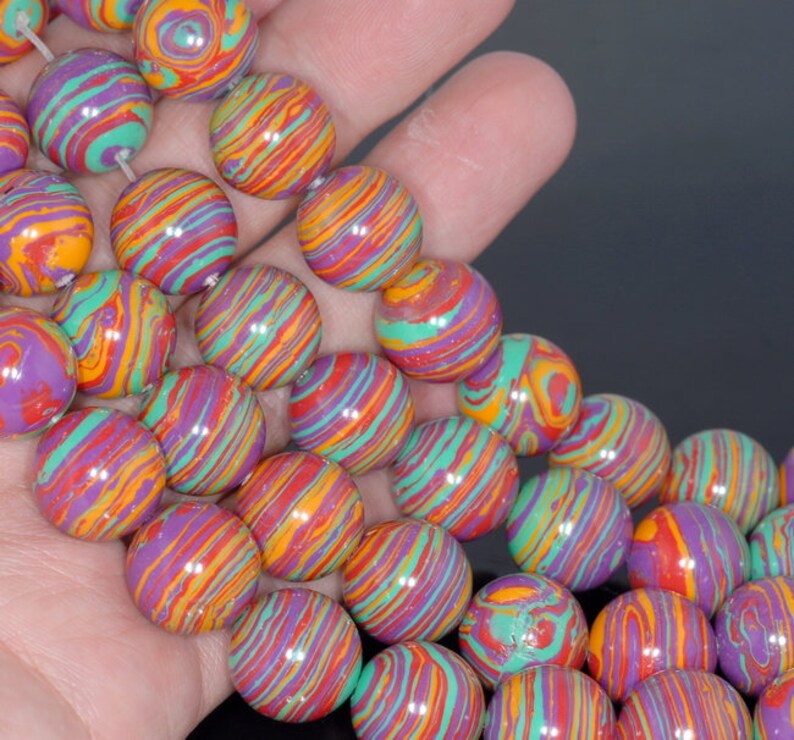 90183324-A153 14MM Rainbow Matrix Turquoise Gemstone Round Loose Beads 15.5 inch Full Strand