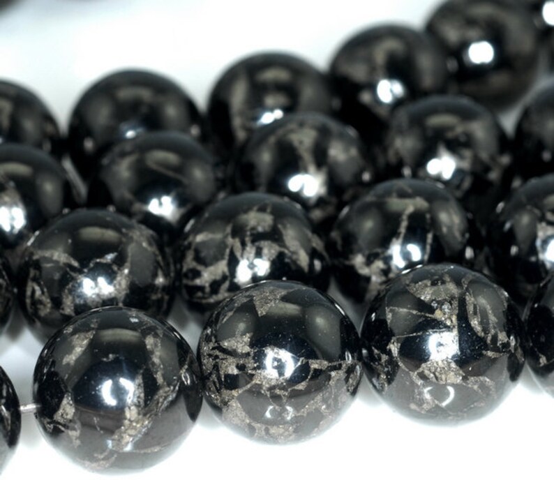 14MM DARK BLUE LAGOON PYRITE INCLUSIONS QUARTZ GEMSTONE ROUND LOOSE BEADS 15.5/"