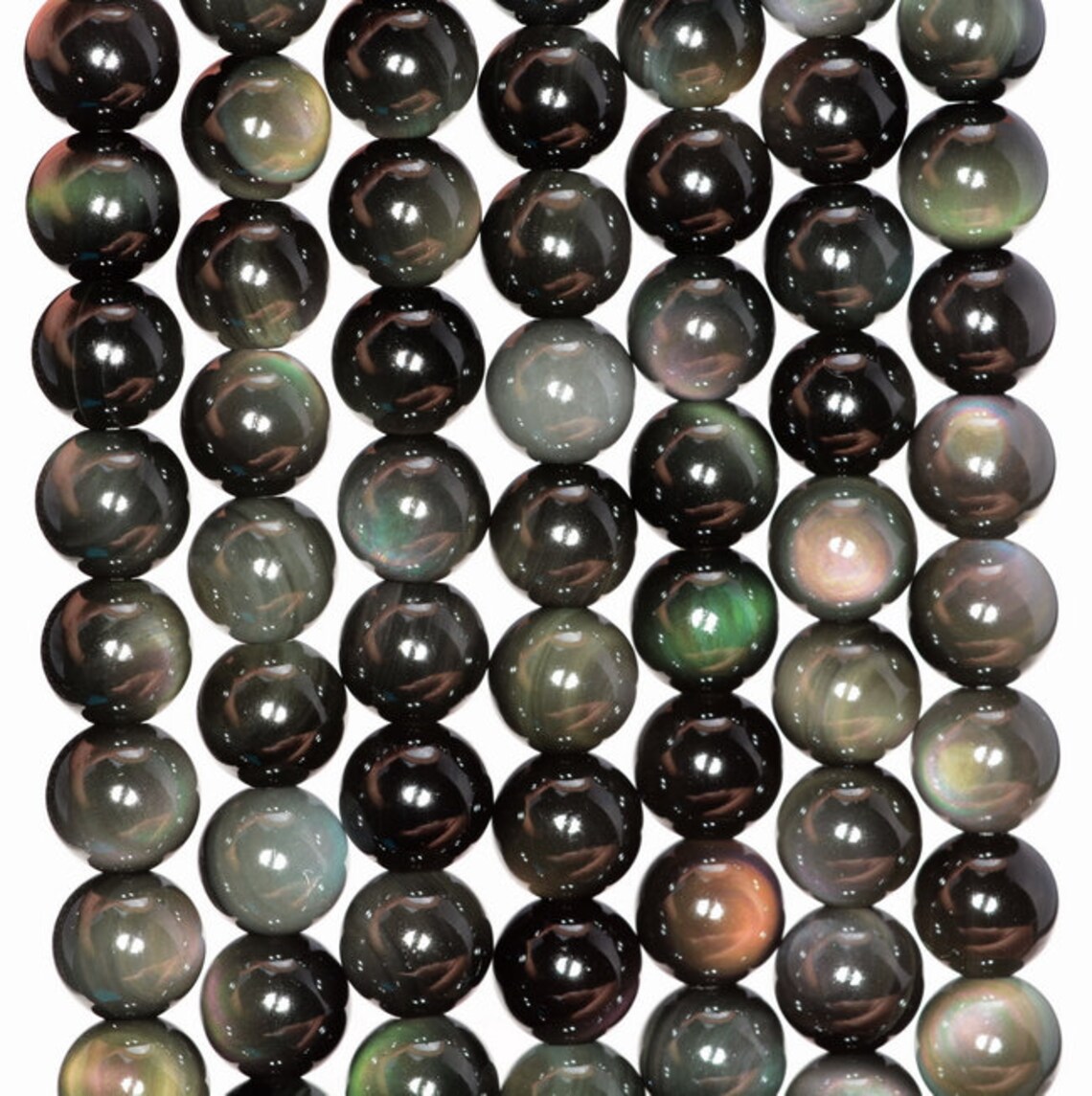 thumbnail image 2 of AAA Natural Rainbow Obsidian Gemstone Round Loose Beads – 15" Strand, 4mm-18mm 2 of 14