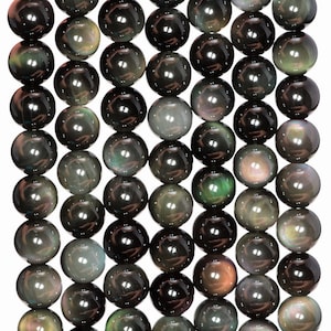 8mm Rainbow Obsidian Gemstone Grade AAA Round Loose Beads 15 inch Full Strand (80005486-400)