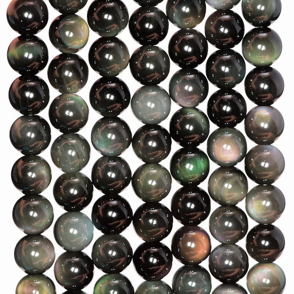 8mm Rainbow Obsidian Gemstone Grade AAA Round Loose Beads 15 inch Full Strand (80005486-400)