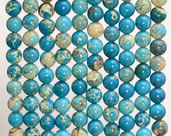 6mm Imperial Jasper Gemstone Grade AA Blue Round 6mm Loose Beads 16 inch Full Strand (90143654-170)