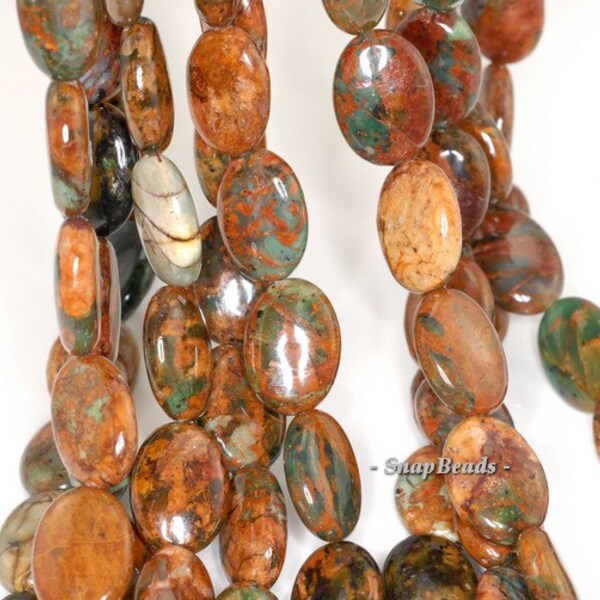 African Green Opal Gemstone Brown Green Oval 18x13mm Loose Beads 8 inch Half Strand (90111910-130)