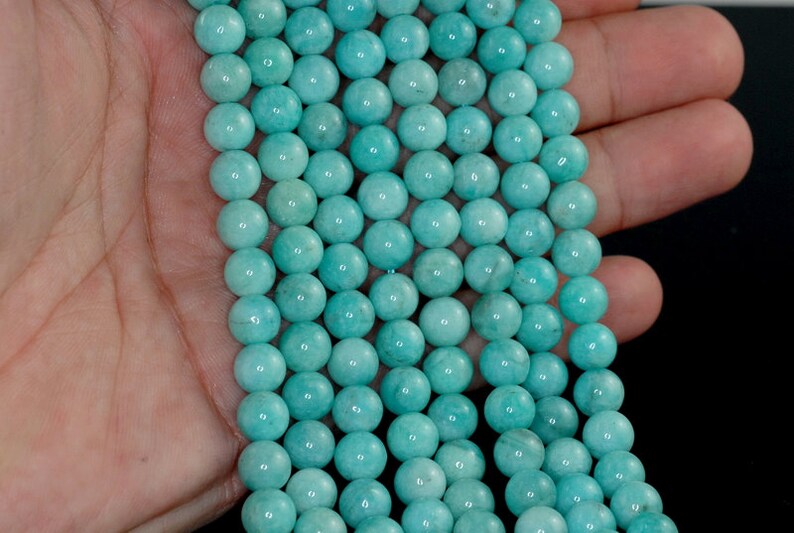 7-8mm Aqua Berry Amazonite Gemstone Grade AAA Green Round Loose Beads 15.5 inch Full Strand 90183683-374