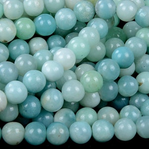 Amazonite Gemstone Grade AA Smooth Blue 4mm 6mm 8mm 10mm Round Loose ...