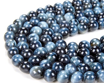 8mm Natural Blue Tiger Eye Gemstone Grade AAA Round Loose Beads (A260)