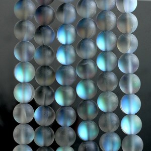 6mm Mystic Aura Quartz Frosted Matte Titanium BI Grey Rainbow Round Loose Beads 15.5 inch Full Strand (90183989-361)