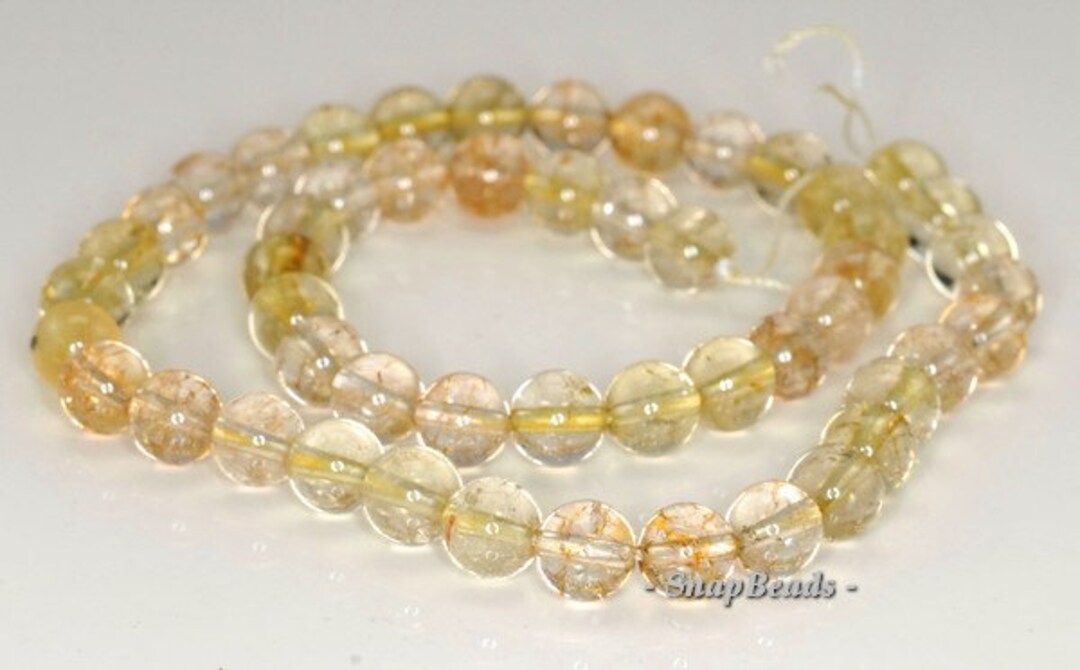 【お年玉セール特価】 8mm Lemon Inch 8 Beads Loose Round B Grade Gemstone Quartz ピアス