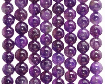 8mm Amethyst Gemstone Grade AA Deep Purple Round 8mm Loose Beads 7.5 inch Half Strand (90191621-813)