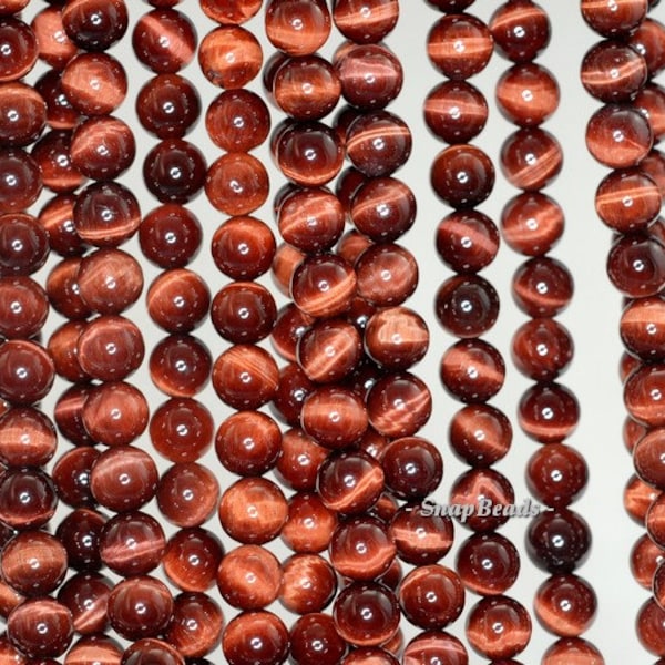 8mm Red Tiger Eye Gemstone Grade AAA Red Round 8mm Loose Beads 15.5 inch Full Strand (90183574-78)