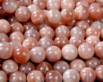 Natural Peach Sunstone Gemstone Grade A Round 4MM 5MM 6MM 7MM 9MM 10MM 11MM 12MM 13MM Loose Beads (D189 D190)