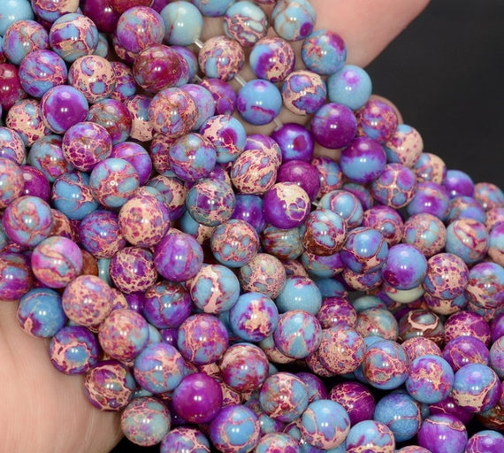 4/6/8mm Natural Stone Purple Flower Sea Sediment Jaspers Round Spacer Loose  Beads For Jewelry Making DIY Bracelets Accessories