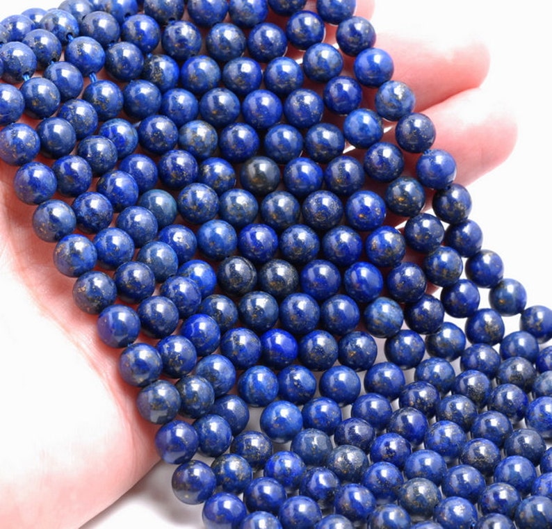 10 Synthetic Blue Lapis Lazuli Gemstone Stone Round Beads - 12mm - Large Hole 10 Synthetic Blue Lapis Lazuli Gemstone Stone Round Beads - 12mm - Large Hole
