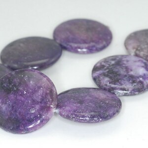 25mm Purple Lepidolite Gemstone Grade A Flat Round Loose Beads 15.5 inch Full Strand (90188046-705B)
