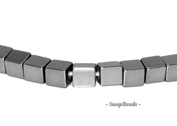 2X2MM BLACK HEMATITE GEMSTONE SQUARE ROUDED CUBE LOOSE BEADS 16/"