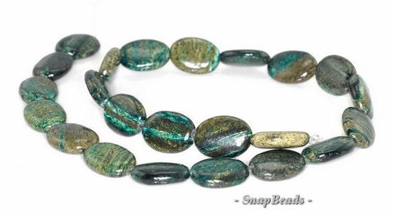 SCHILLER SHEEN SPAR GEMSTONE GRADE A GREEN OVAL 18X13MM LOOSE BEADS 16/"