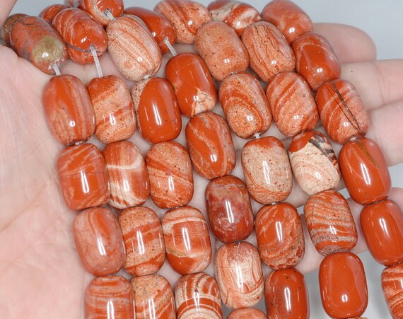 18X13MM FLOWER BRECCIA JASPER GEMSTONE BARREL DRUM LOOSE BEADS 7.5/"