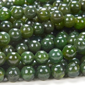 Natural  Canadian Nephrite Jade Gemstone Grade AAA Round 3MM 4MM 5MM 6MM 7MM 8MM 9MM 10MM 11MM 12MM 13MM 15MM Loose Beads (D153 D154)