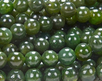 Natural  Canadian Nephrite Jade Gemstone Grade AAA Round 3MM 4MM 5MM 6MM 7MM 8MM 9MM 10MM 11MM 12MM 13MM 15MM Loose Beads (D153 D154)