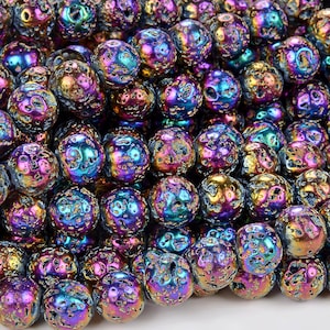 Regenbogen überzogene Lava Edelstein-Grade AAA 6 mm 8 mm 10 mm runde lose Perlen 14,5 Zoll voller Strang (A227)