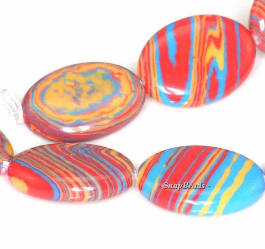 Matrix Turquoise Gemstone Citrus Red Oval 18x13mm Loose Beads 15.5 Inch ...