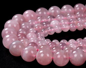 Natural Madagascar Rose Quartz Gemstone Grade AAA Round 4MM 5MM 6MM 7MM 8MM 9MM 10MM 11MM 12MM 13MM Loose Beads (D150)