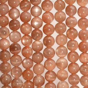 8mm Orange Moonstone Gemstone A Orange Round Loose Beads 16 inch Full Strand (90147155-247)