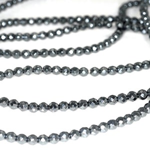 4mm Noir Black Hematite Gemstone Black Faceted Round Loose Beads 16 inch Full Strand (90190665-B62)