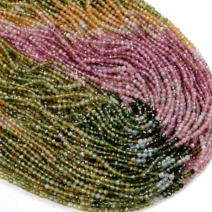 2MM Natural Multi Color Tourmaline Gemstone Grade AAA Micro Faceted Round Loose Beads 15.5 inch Full Strand (80008698-P9)