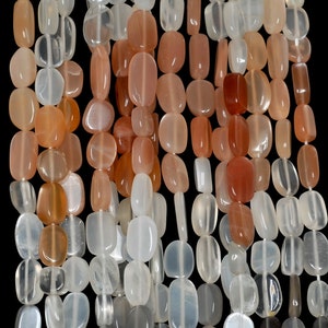 7x5mm-10x6mm Orange White Grey Moonstone Gemstone Pebble Nugget Loose Beads 14 inch Full Strand (90185168-893)