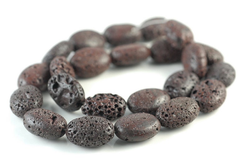 90186590-746 18x13mm Coffee Volcanic Basaltic Lava Gemstone Oval 18x13mm Loose Beads 16 inch Full Strand