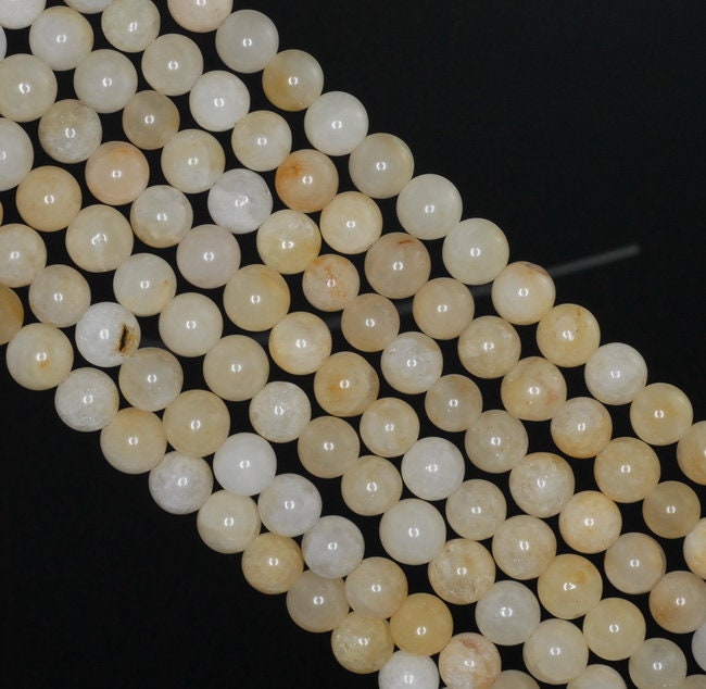 Faceted Natural White Jade Gemstone Round Loose Beads on a 15.5 Stran – AD  Beads
