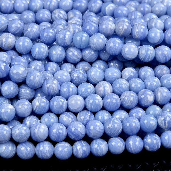 Blue Lace Agate Gemstone Round 6MM 8MM Loose Beads (D517)