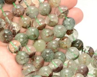 13mm Phantom Quartz Gemstone Grade AA Round Loose Beads 7