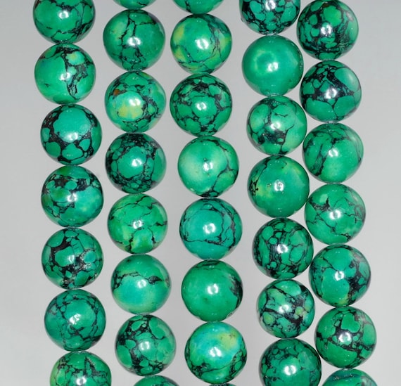 10MM BLUE TURQUOISE GEMSTONE AQUA SWIRLS ROUND 10MM LOOSE BEADS 16/"