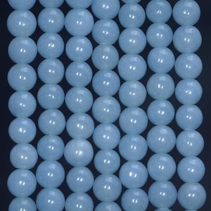 8mm 100% Genuine Angelite Gemstone Grade AAA High Quality Deep Blue Smooth Round Loose Beads 15.5 inch Full Strand (80005178-458)