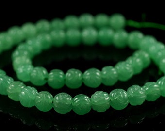 6mm Green Aventurine Gemstone Flower Loose Beads 15 inch Full Strand (90187344-715B)