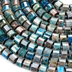 Natural Blue Apatite Gemstone Faceted Cylinder Wheel Tube 8X5MM 9X6MM Loose Beads (D416)