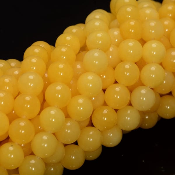 8MM Yellow Jade Gemstone Round Loose Beads 15 inch Full Strand (80010292-M43)