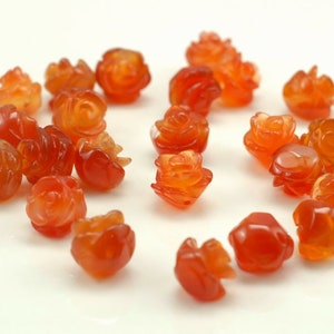 10MM Red Agate Gemstone Carved Rose Flower Beads  BULK LOT 5,10,20,30,50 (90187249-002)