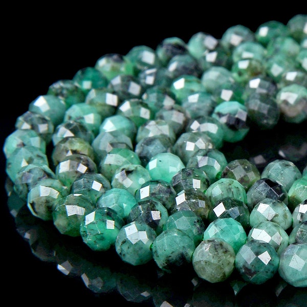 5MM Natural Colombia Emerald Gemstone Grade AAA Micro Faceted Round Loose Beads (P74)