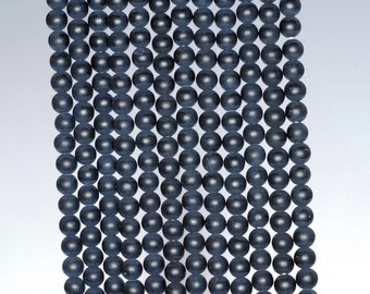 2mm Frosted Matte Noir Black Onyx Gemstone Black Round Loose Beads 15.5 inch Full Strand (90182753-115)